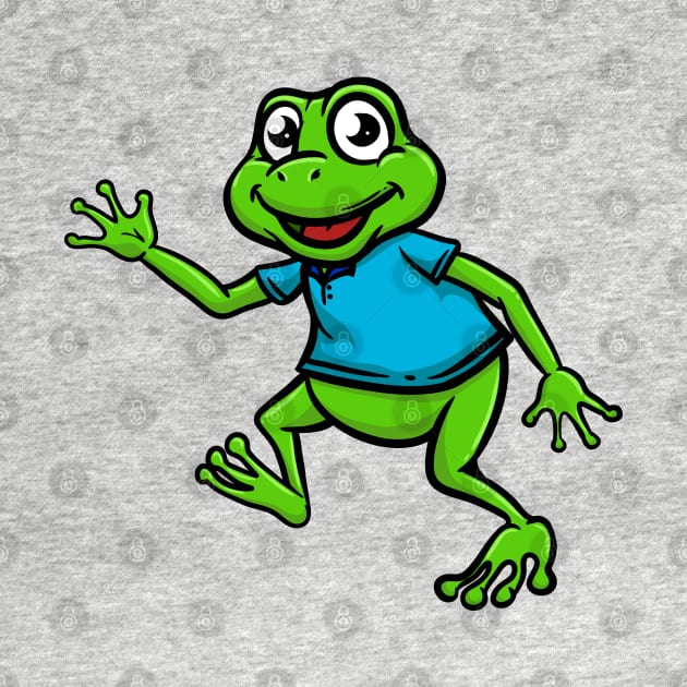 Cute Anthropomorphic Human-like Cartoon Character Frog in Clothes by Sticker Steve